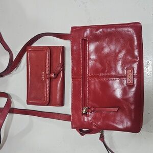 LODIS Judith Organiser Crossbody With Matching Wallet Chestnut Red